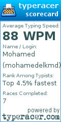 Scorecard for user mohamedelkmd