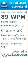 Scorecard for user mommy_sry