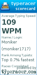 Scorecard for user moniker1717