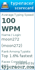 Scorecard for user moon272