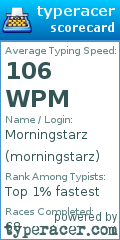 Scorecard for user morningstarz