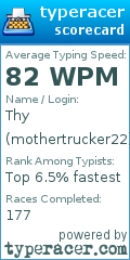 Scorecard for user mothertrucker22