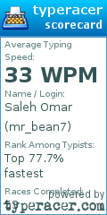 Scorecard for user mr_bean7