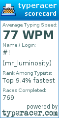 Scorecard for user mr_luminosity