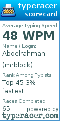 Scorecard for user mrblock
