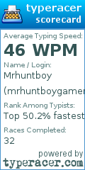 Scorecard for user mrhuntboygamer
