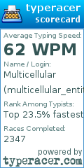 Scorecard for user multicellular_entity