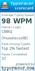 Scorecard for user museiscool8