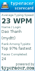 Scorecard for user mydtt