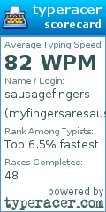 Scorecard for user myfingersaresausages