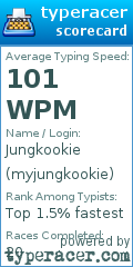 Scorecard for user myjungkookie