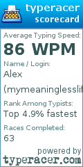 Scorecard for user mymeaninglesslife