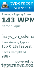 Scorecard for user nalyd_on_colemak