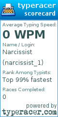 Scorecard for user narcissist_1