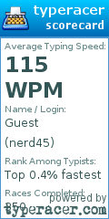 Scorecard for user nerd45