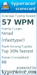 Scorecard for user nfasttyper