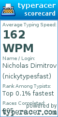 Scorecard for user nickytypesfast