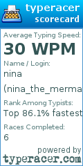 Scorecard for user nina_the_mermaid