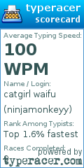 Scorecard for user ninjamonkeyy