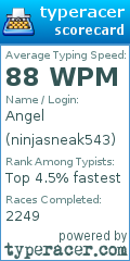 Scorecard for user ninjasneak543