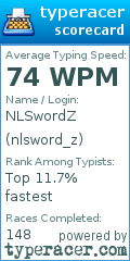 Scorecard for user nlsword_z