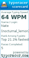 Scorecard for user nocturnal_lemon