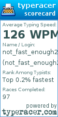 Scorecard for user not_fast_enough2
