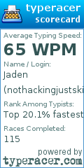 Scorecard for user nothackingjustskill