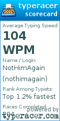 Scorecard for user nothimagain