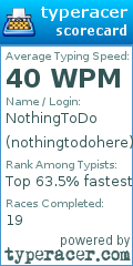 Scorecard for user nothingtodohere