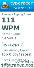 Scorecard for user novatyper7