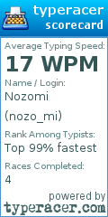 Scorecard for user nozo_mi