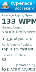 Scorecard for user nq_protyperarc
