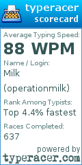 Scorecard for user operationmilk