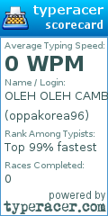 Scorecard for user oppakorea96