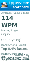 Scorecard for user oqubtyping