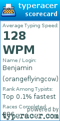 Scorecard for user orangeflyingcow