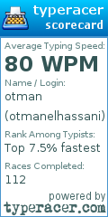 Scorecard for user otmanelhassani