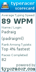 Scorecard for user padraigml