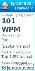 Scorecard for user paolorimando