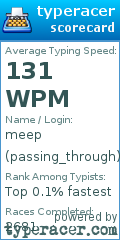 Scorecard for user passing_through