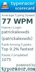 Scorecard for user patrickalexwds