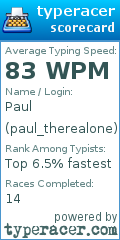 Scorecard for user paul_therealone
