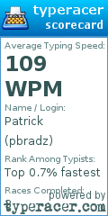 Scorecard for user pbradz