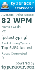 Scorecard for user pctesttyping