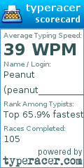 Scorecard for user peanut__________