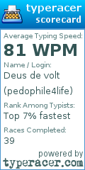 Scorecard for user pedophile4life