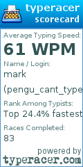 Scorecard for user pengu_cant_type