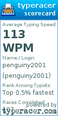 Scorecard for user penguiny2001