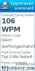 Scorecard for user perfectgavinator